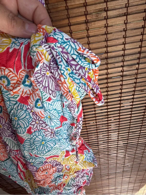 Vintage Floral Boho Handkerchief Hem Midi Dress Medium - Image 6