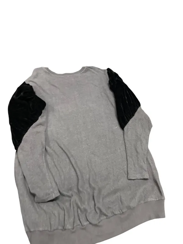 Free People wms gray black embroided art bell sleeves sweater top Sz L SKU 10779 - Image 11