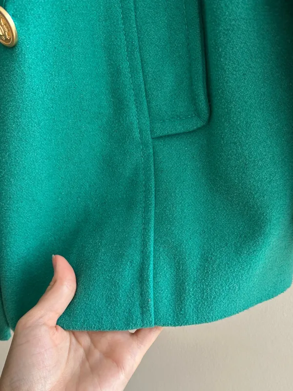 Old Navy Double Breasted Classic Wool Blend Pea Coat, Teal - Blue/Green, Size XL - Image 10
