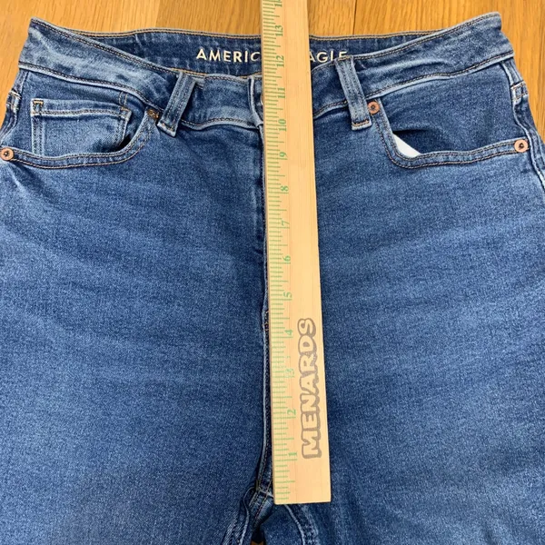 American Eagle Mom Jeans‎ Womens 10 Long Medium Wash High Waisted Stretch Denim - Image 3