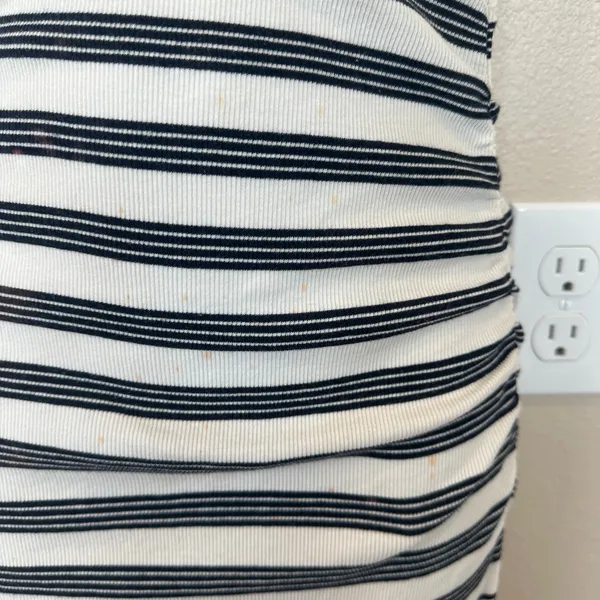 Ganni Blue White Striped T-Shirt Dress SMALL Ruched Knit Designer $325 Flaw - Image 13