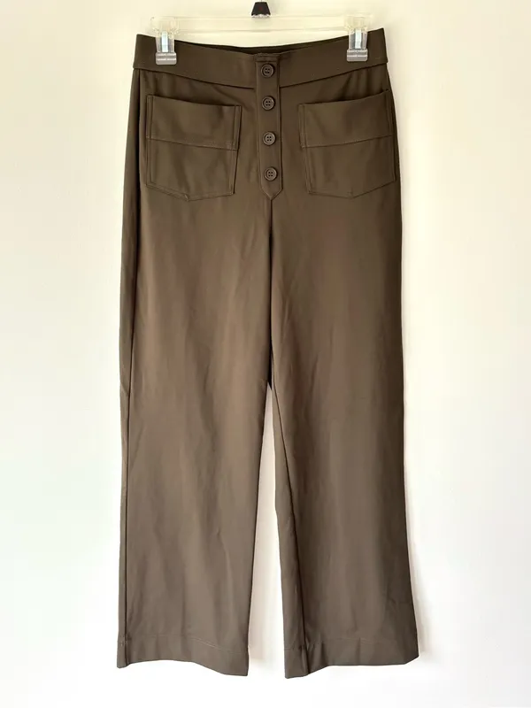 Halara Day Stretch High Waisted Wide Leg Pants Olive Green Athleisure Comfort - Image 3