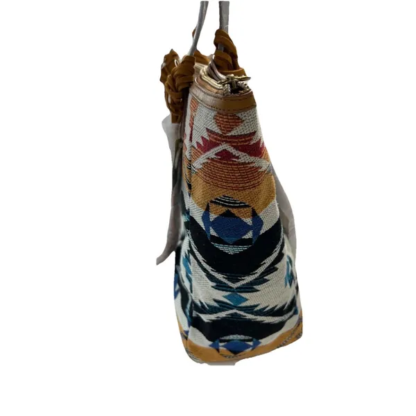 Fossil Sydney Canvas Tote Purse Aztec Southwestern Boho Geometric Zip Top NWT - Image 2
