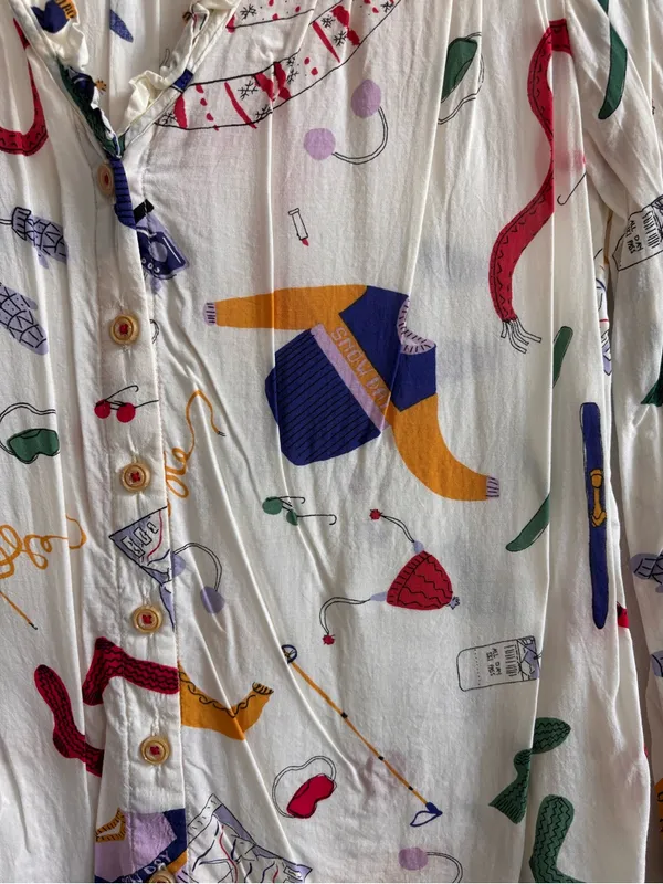 Maeve by Anthropologie Novelty Print Ruffle Blouse Size 4 - Image 2