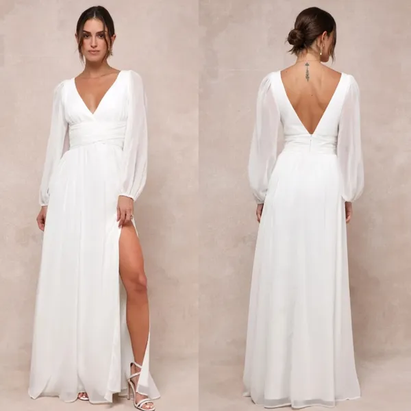 NWT Lulus Enchant My Love White Long Sleeve Maxi Dress Bridal Bide Wedding Sz S - Image 2