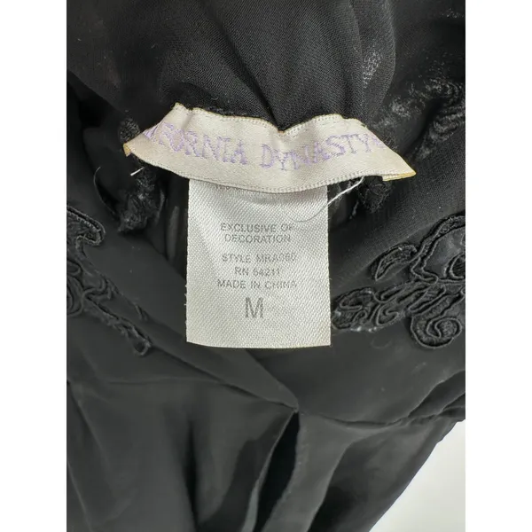 California Dynasty Vintage Black Sheer Embroidered Sequin Slip‎ Nightie Medium - Image 6