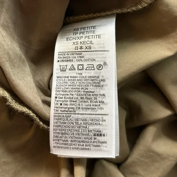 Gap NWT $80 Khaki Tiered Puff Sleeve Button Front Mini Babydoll Shirt Dress XSP - Image 10