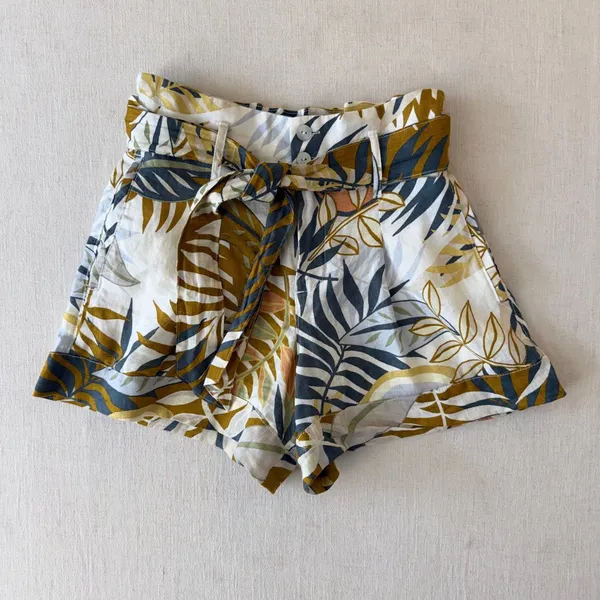 C&C California Tropical Palm Print Linen Coastal Resortwear Shorts Women XS - Image 2