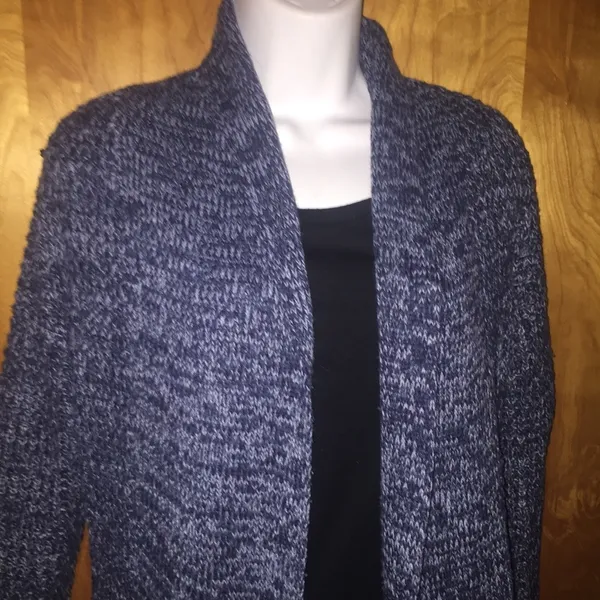 Heathered Blue Derek Heart Open Front Cardigan Size Medium - Image 5