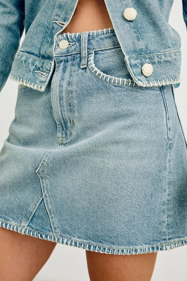 Rails Laurel Denim Skirt in Harbor Blanket Stitch - Image 2