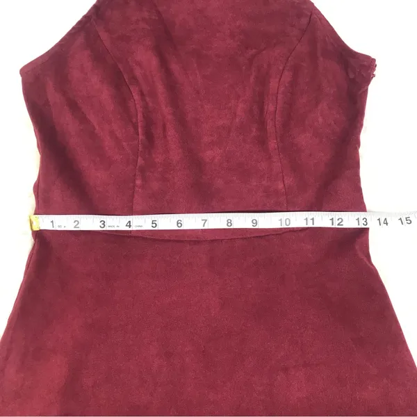 ALTAR"D STATE Burgundy Faux Suede Halter Mini Dress Size Small Sleeveless‎ Fall - Image 12