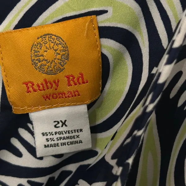 Ruby Rd. Navy and Lime Geometric Maxi Dress Blue Size 2X - Image 6