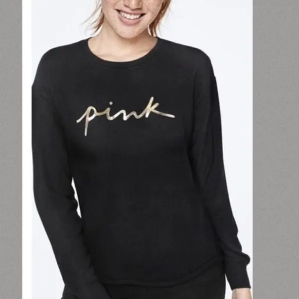 PINK Victoria’s Secret Black Logo Sleep Top size L - Image 8