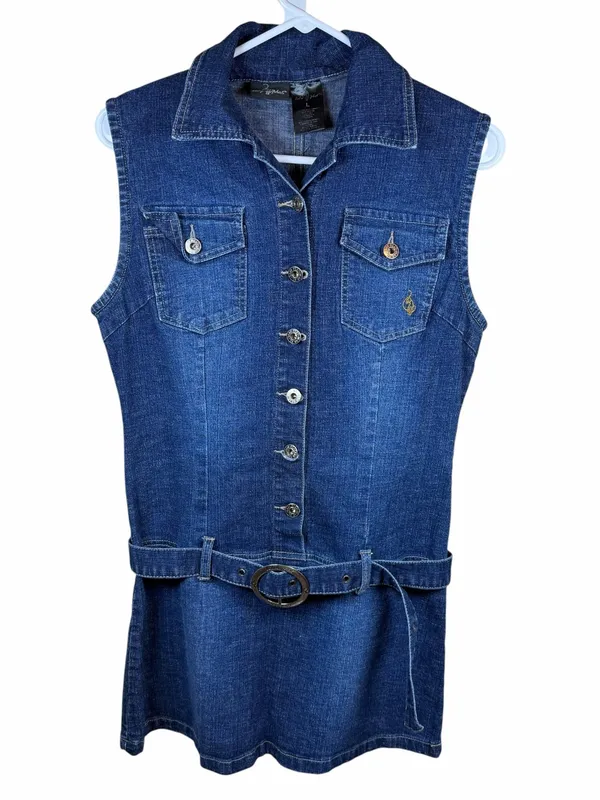 Baby Phat Y2K Vintage Denim Dress Western Belted Mini Iconic Trendy Size L - Image 2