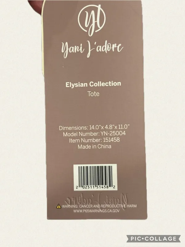 NWT Yani J'adore Elysian Collection Tote Bag Taupe Gold Hardware Convertible - Image 8