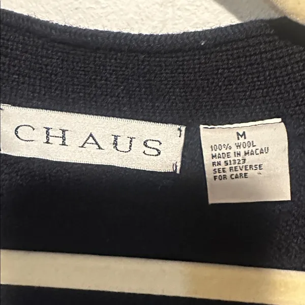 Chaus ‎ navy wool cardigan size M eclectic grandpa - Image 3