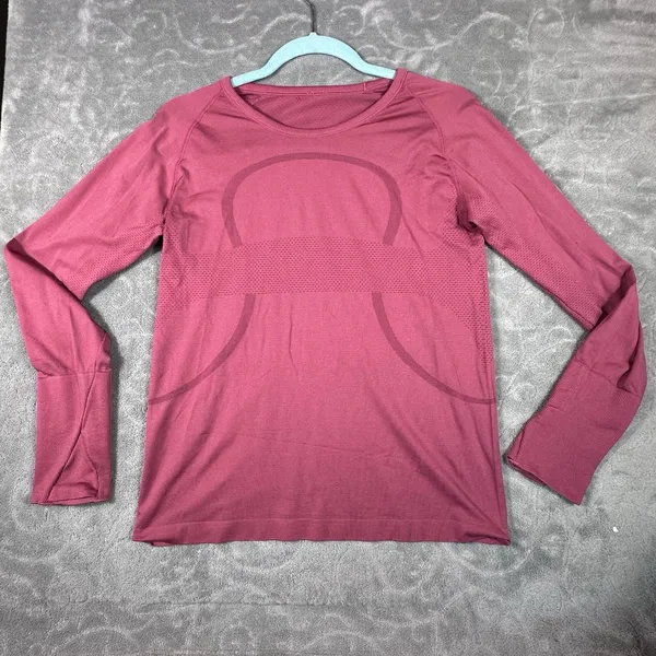 Lululemon Swiftly Relaxed Long Sleeve Top Womens Sz 8 Raspberry Pink Thumb holes - Image 2