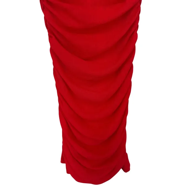 NWT Anthropologie Womens V-Neck Ruched Mesh Long Sleeve Mini Dress Red Size XS - Image 10