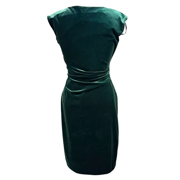 Jessica Howard 6 Emerald Green Velvet Cowl Midi Dress Cocktail‎ Evening Wedding - Image 3
