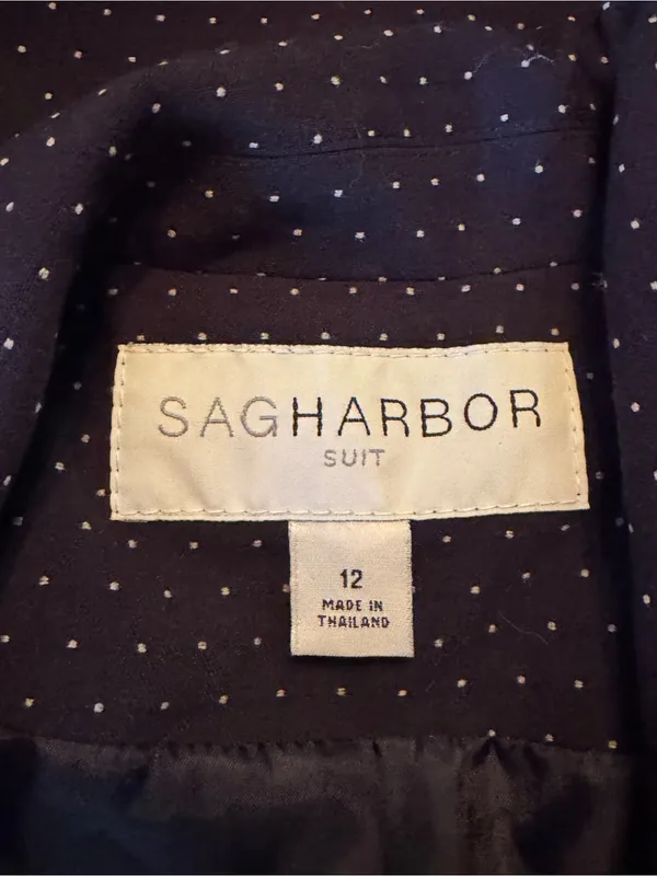 Sag Harbor Classic Navy Polka Dot Women's Blazer Jacket - Navy 12 EUC - Image 6