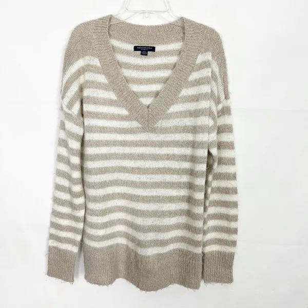 American Eagle Jegging Fit Striped Fuzzy Striped Sweater Size Small Oversized - Image 2
