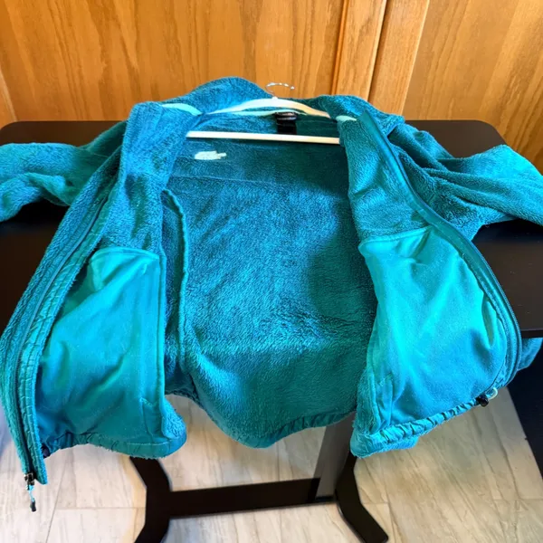 The North Face Osito 2 Fleece Jacket Teal Green Women Large Full Zip Soft Furry - Image 9