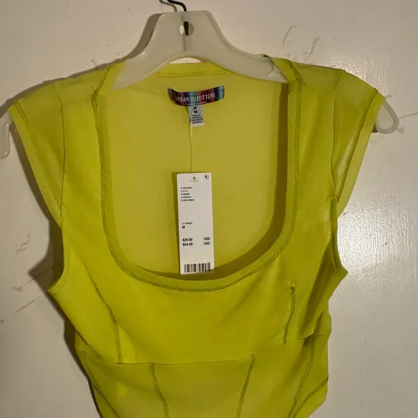 NWT Zara Sheer Mesh Neon Yellow Crop Top - Image 4