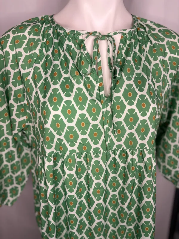 Green Patterned Maxi Dress Size M - Image 2
