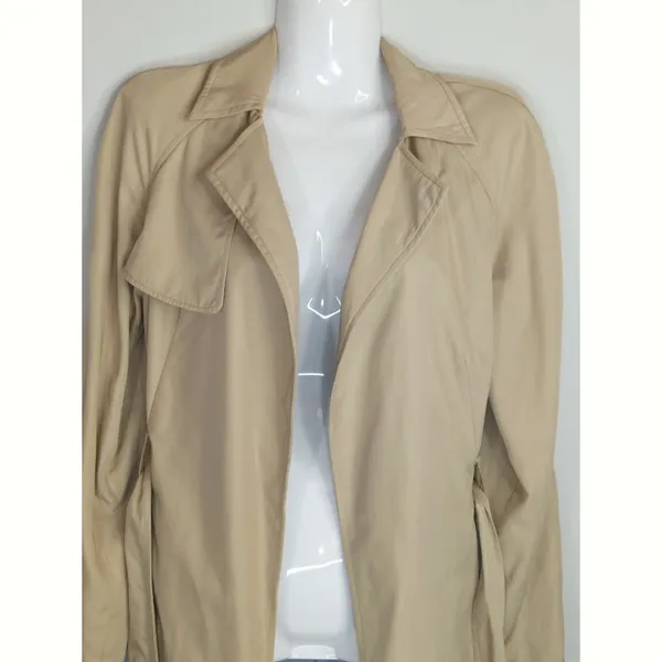 Zara Basic Khaki Trench Coat Women's Medium Neutral‎ Outdoor Gorpcore Minimalist - Image 2