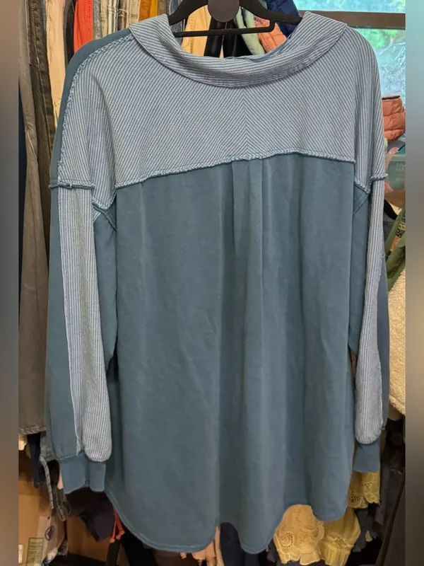 NWOT Free People Madeleine Sweatshirt - Moroccan Blue combo - Small - Image 7