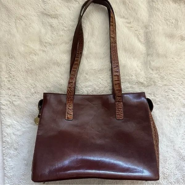 Brahmin Brown Leather And Croc Embossed Shoulder Bag - Image 3