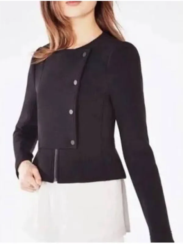 BCBGMaxAzria Jaymes Peplum Moto Jacket Black - Image 3