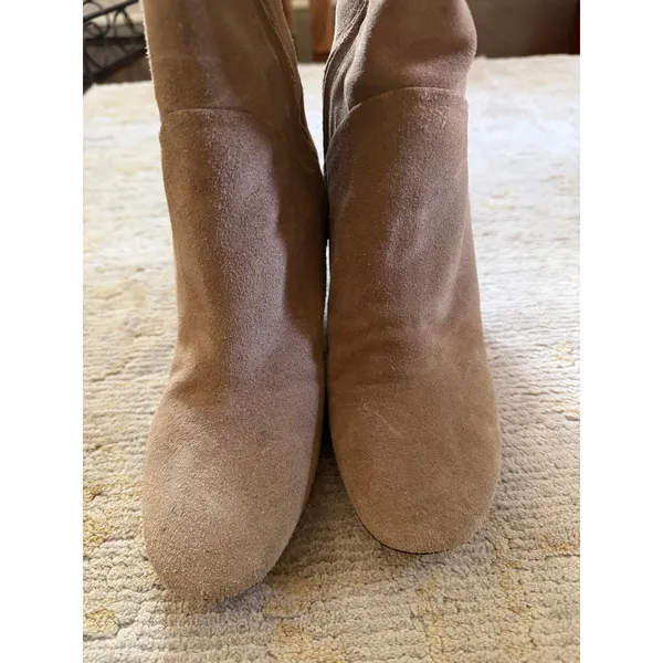 DVF Knee High Boots Womens 9 Tan Leather Suede Wedge Heel - Image 4