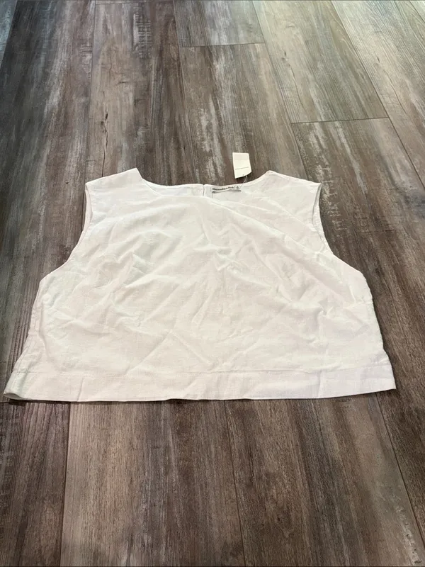 Abercrombie & Fitch White Linen Shell XL NEW - Image 5