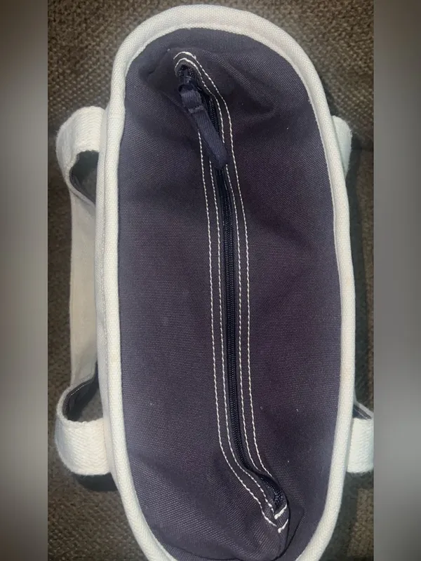 Lands' End Navy Cream Canvas Tote Bag with Embroidered Stars USA - Image 7