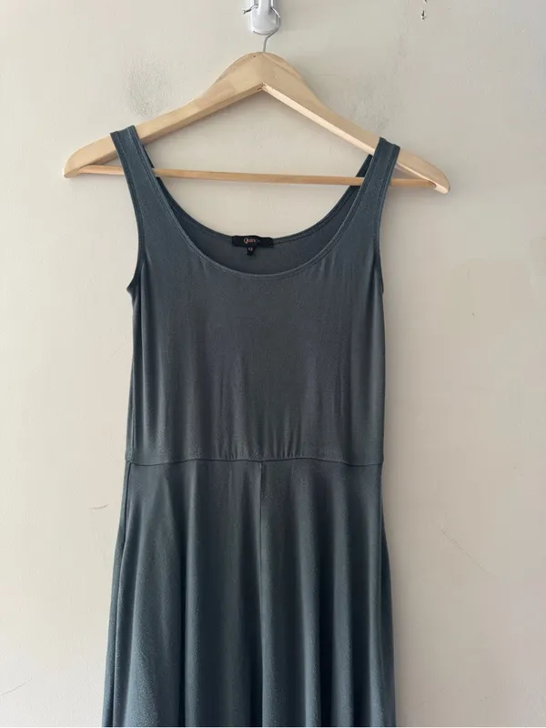 Quince Tencel Jersey Fit & Flare Dress Dark Olive Green - Image 4