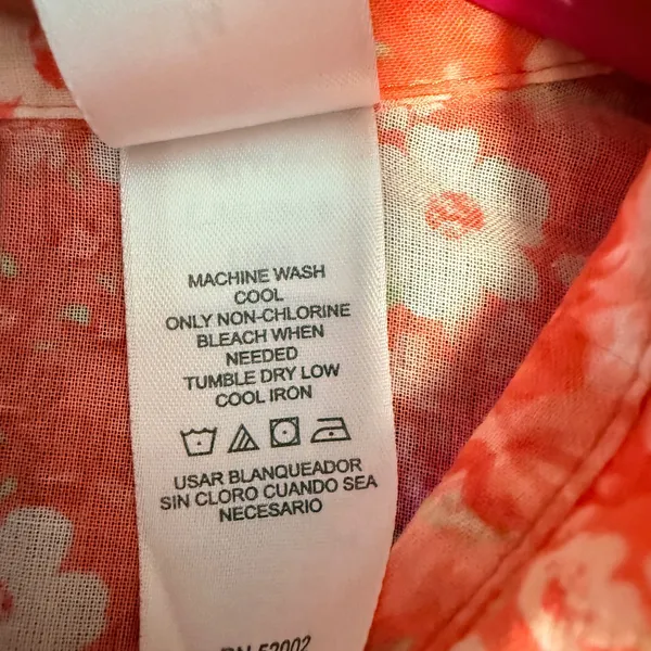 Emma James Size 14‎ Floral Button Down Shirt Peachy Pink 3/4 Sleeve Blouse - Image 6