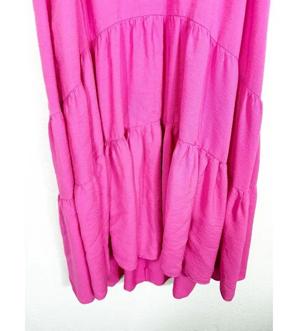 Anthropologie Maeve Marlene Tiered Maxi Dress Medium Pink Oversized Sleeveless - Image 10