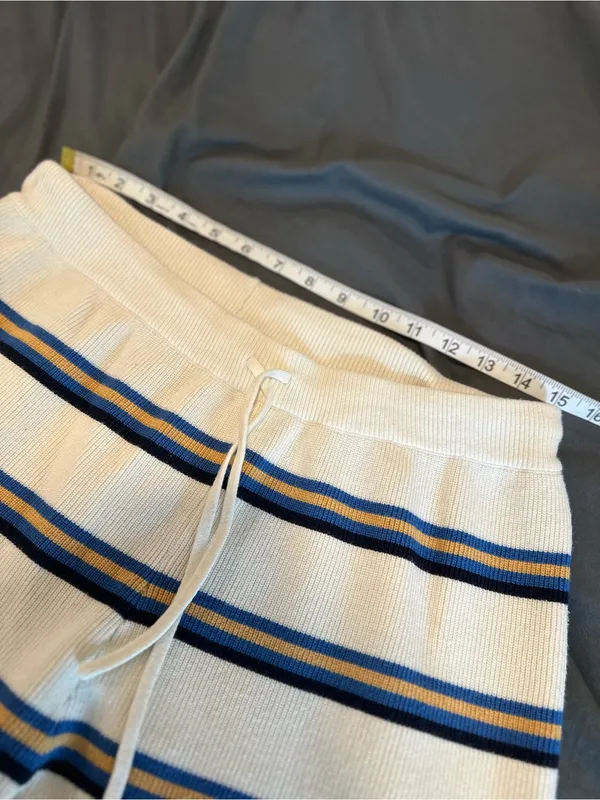 EUC Heavyweight Knit Striped Sweater Pants Sz:XL Pull-On Wide Leg lounge Ribbed - Image 3