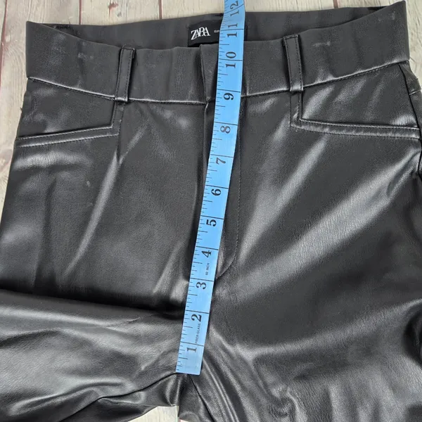 Zara Faux Leather High Rise Trousers Black Size US S - Image 11