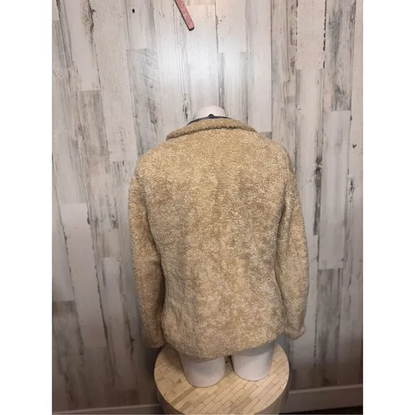 Pendleton Cream Sherpa Flannel Trim Full Zipper Teddy Coat Women’s medium - Image 8