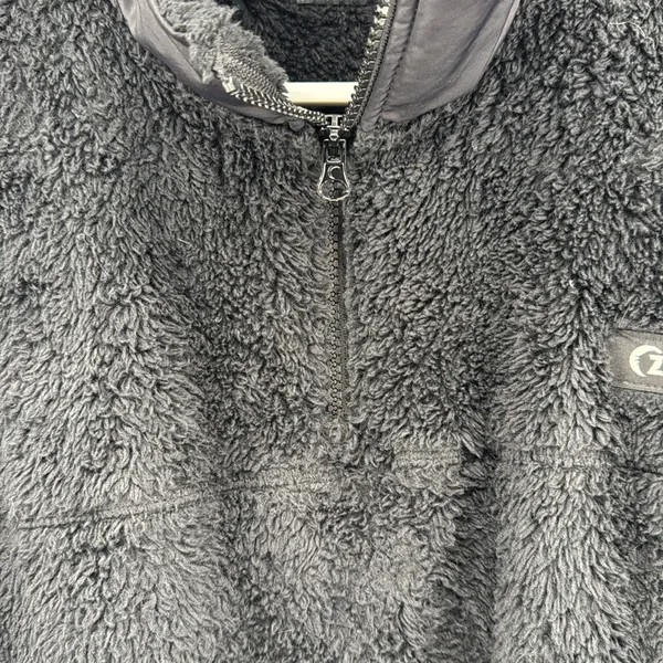 ZYIA black Sherpa 1/4 zip pullover M cozy warm outdoor activewear neutral soft - Image 9