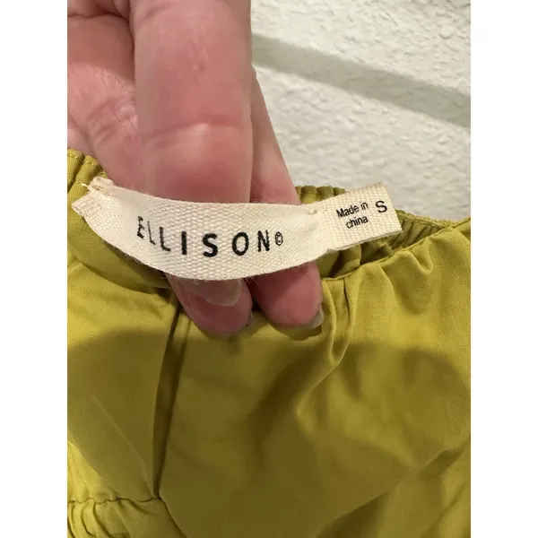 Ellison maxi dress ruffled cap sleeves Size S 100%rayon green, lime V neck - Image 4