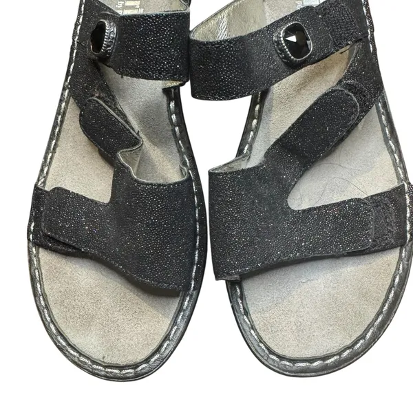 Alegria Shoes Womens Size 9 Black Glitter‎ Slide Sandals Wedge Comfort Strap 39 - Image 2