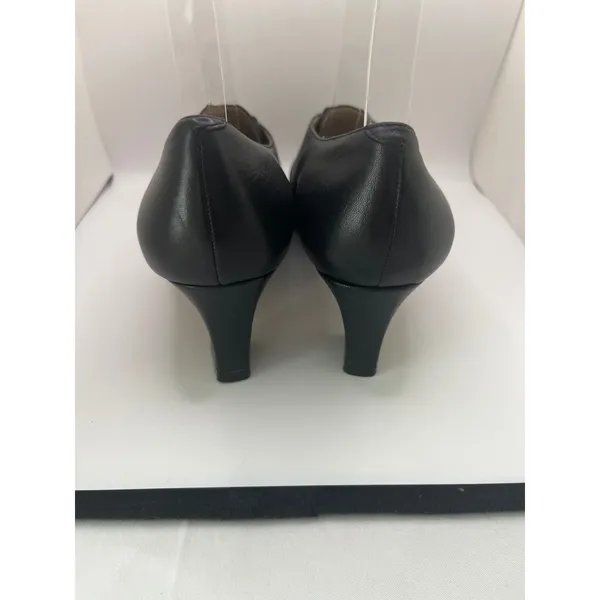 Vaneli Leather Pointed Toe Pump Gold Chain Link Women 7 Black Bridgenton‎ Style - Image 4