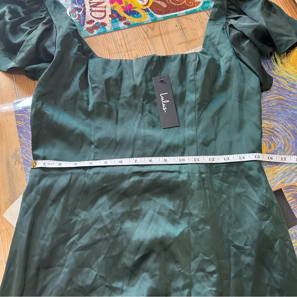 Lulus Ultimate Sweetness Emerald Green Satin Flutter Sleeve Maxi Dress - Image 7