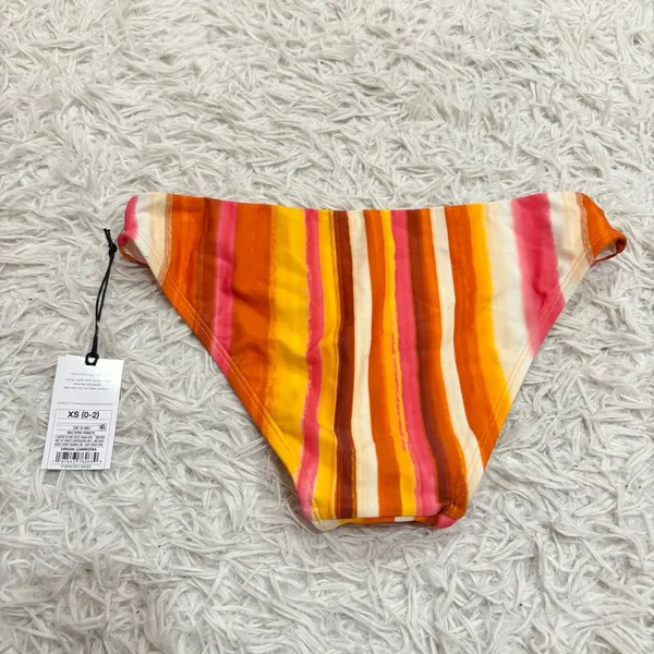 Shade & Shore striped low rise cheeky bikini bottom‎ orange red size XS - Image 2