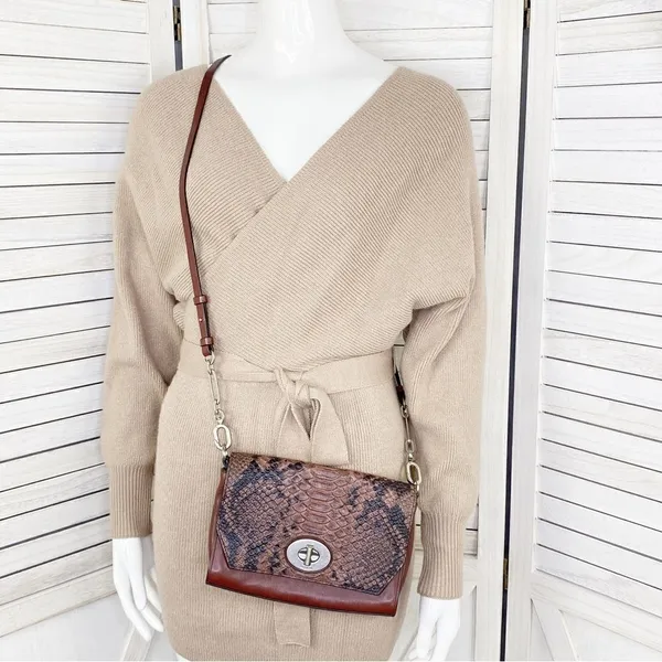 Coach Python‎ Embossed Crosstown Crossbody Bag Brown - Image 13