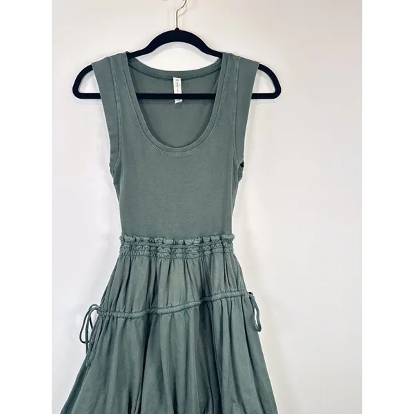 Anthropologie Daily Practice Mini Dress Green Bubble Ribbed Tank Stretch 2XS XXS - Image 6