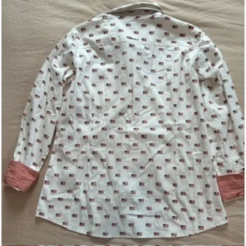 Ariat Real Kirby Stretch Shirt Womens Medium White American Flag Print NWT - Image 8